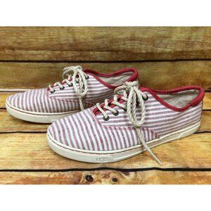 UGG Australia Eyan II Red Striped Summer Casual Boat Deck Shoes Womens 9 (8g43